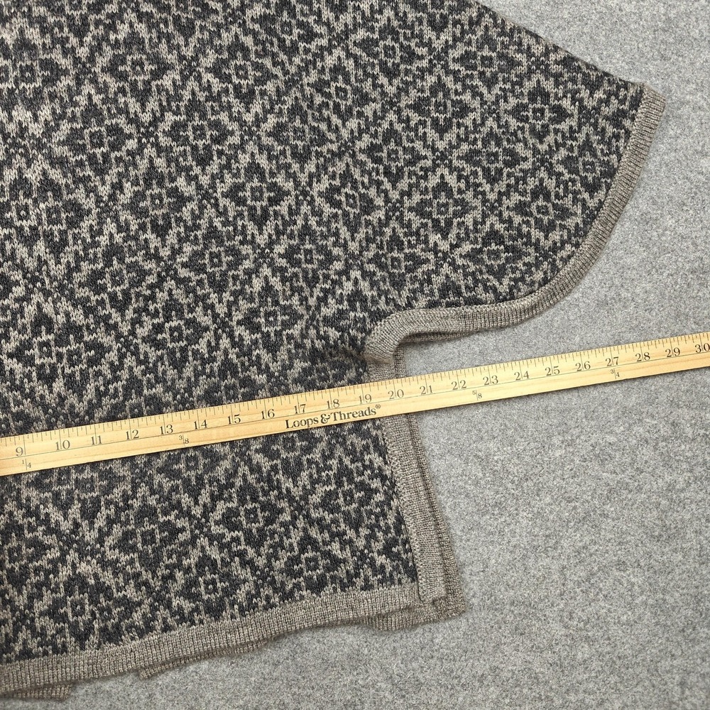Alpaca Warehouse Poncho Womens Medium Gray Alpaca Knit Button Collared Geometric - Picture 12 of 15